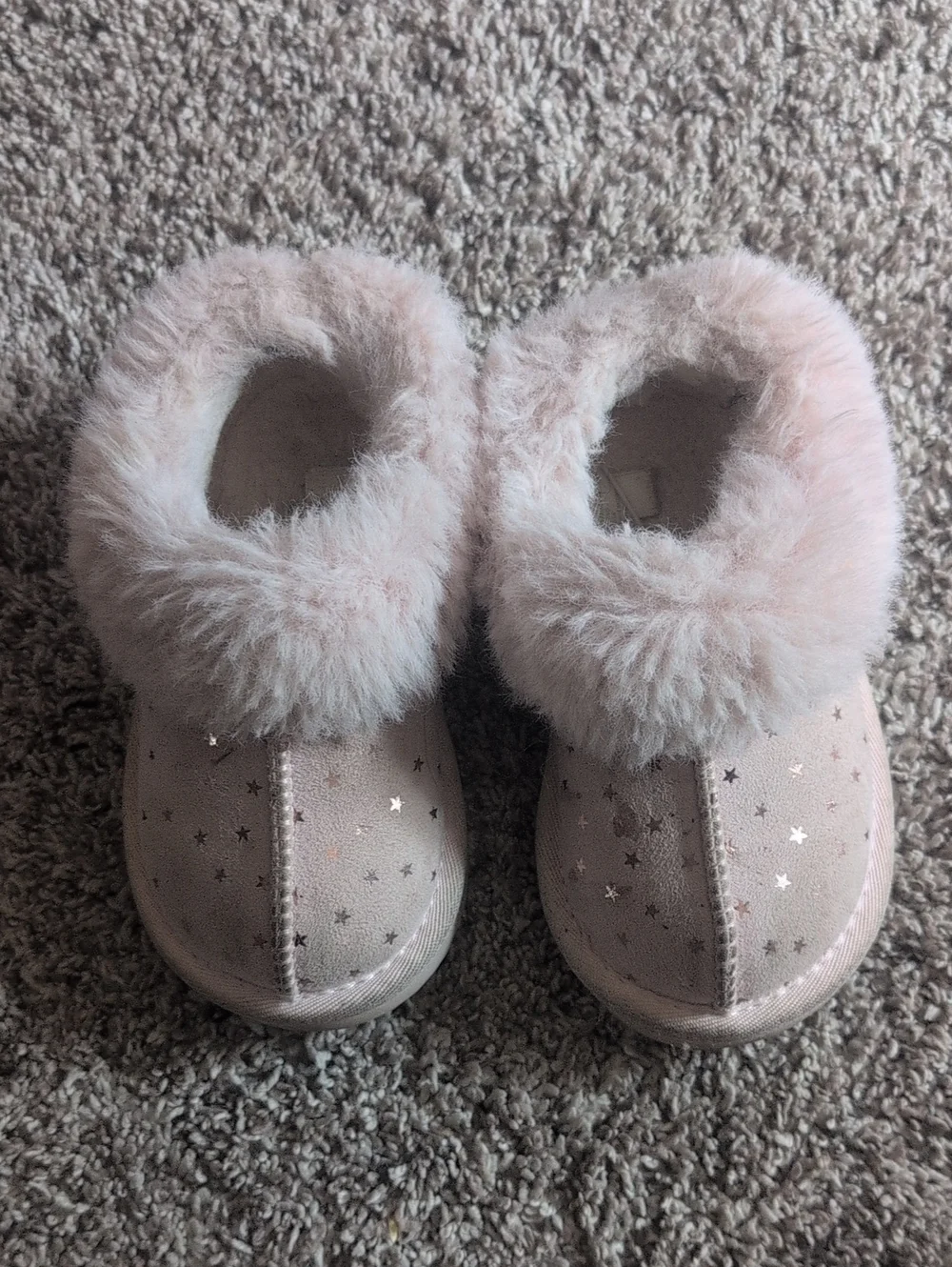 Toddler Girl Plush Pint Star Slip-On Slippers